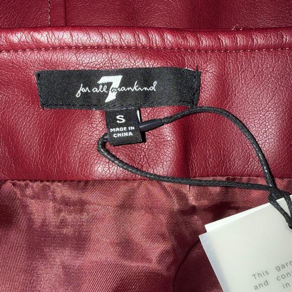 7 For All Mankind Ultra Soft Vegan Leather Motto Skirt Size S NWT - Picture 4 of 5
